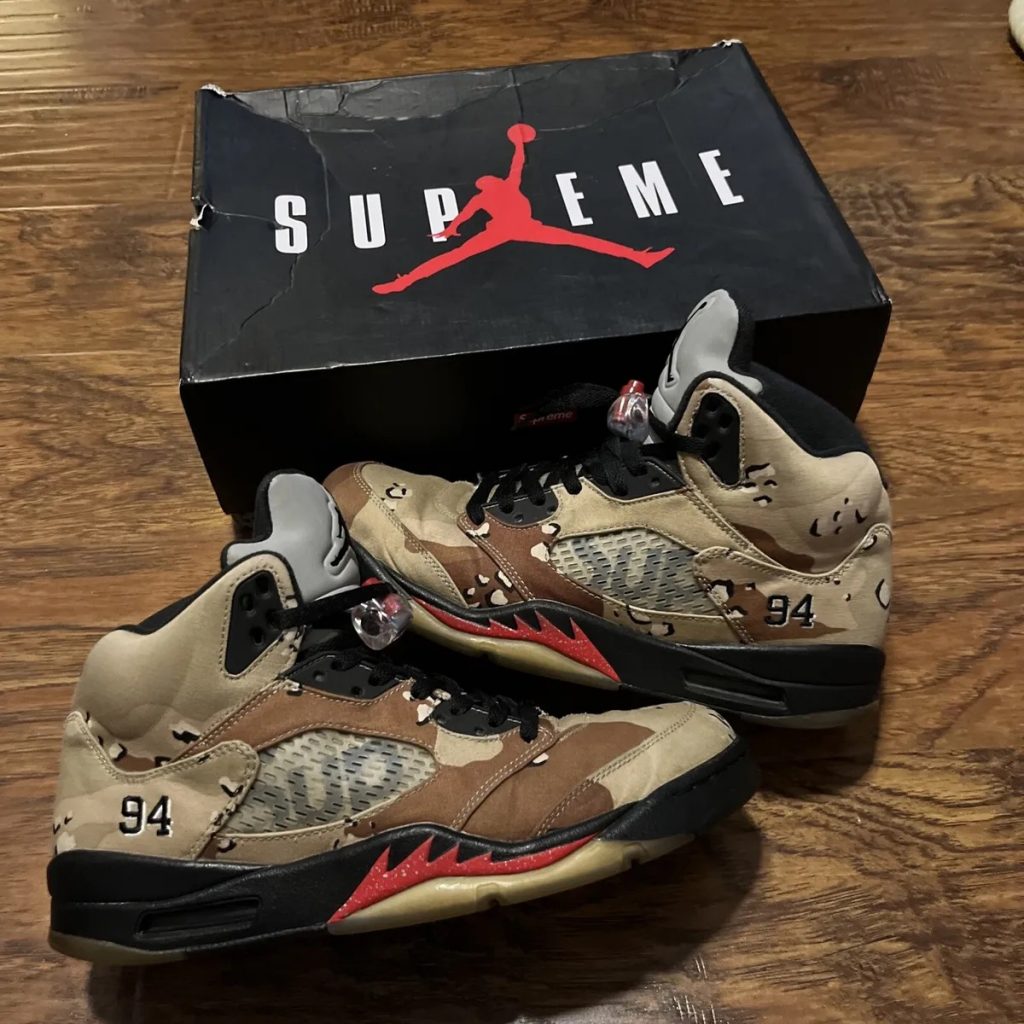 Size 11 – Jordan 5 Retro x Supreme Desert Camo 2015 – Preowned – Mens Sneakers – Ebay – $269.99