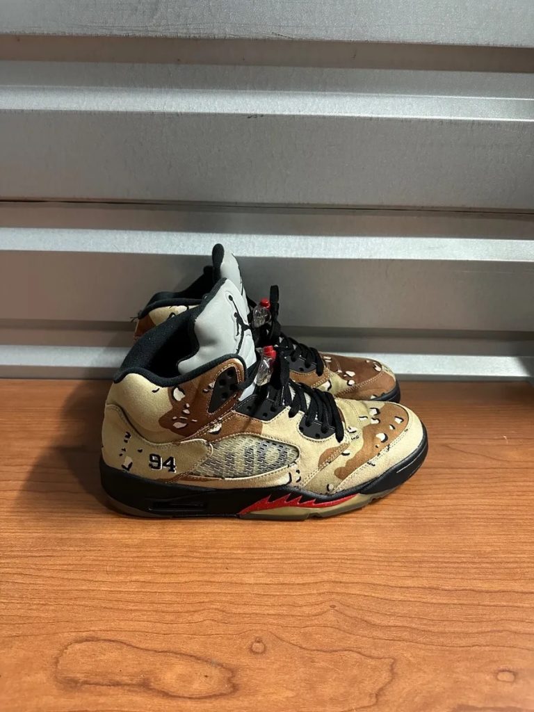Used Jordan 5 Retro x Supreme Desert Camo Size 12 2015 – Mens Sneakers – Preowned – Ebay – $450