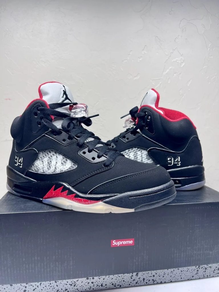 Nike Air Jordan 5 Retro Supreme Black White Varsity Red – Size 8.5 –  824371-001 – Preowned – Mens Sneakers – Ebay – $450