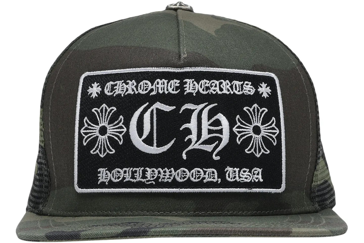 Chrome Hearts CH Hollywood Camo Trucker Hat – $390