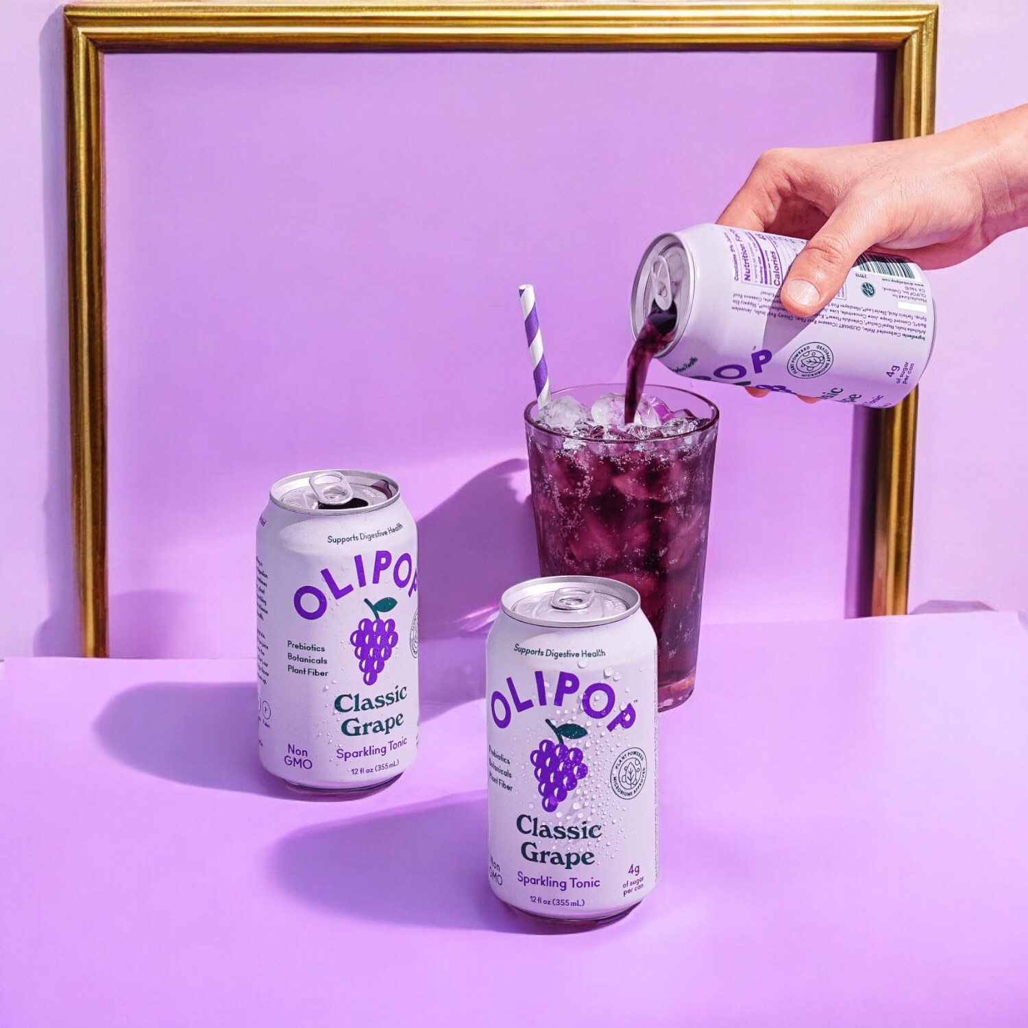 OLIPOP Prebiotic Soda Pop, Classic Grape, A New Kind of Soda Packed with Prebiotics, Fiber, and Botanicals, Gluten Free, Vegan, GMO Free, 12oz (12-Cans) – $33.50