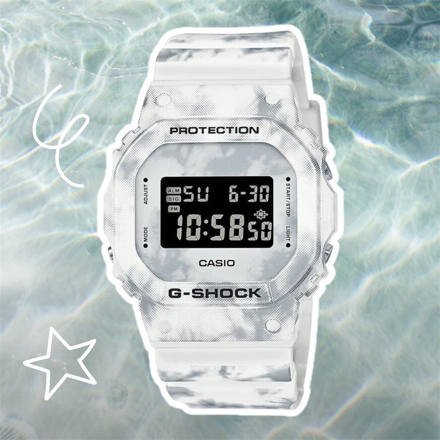 BRAND NEW Casio G-Shock Grunge Snow Camouflage Watch, Black/White DW5600GC-7 – New – $100