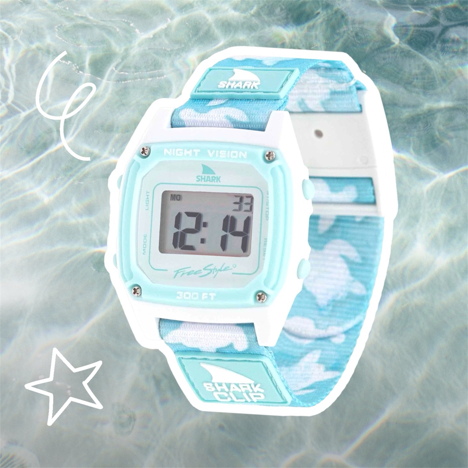 Freestyle Shark Classic Clip Trippy Turtle Aqua Unisex Watch – New – $65