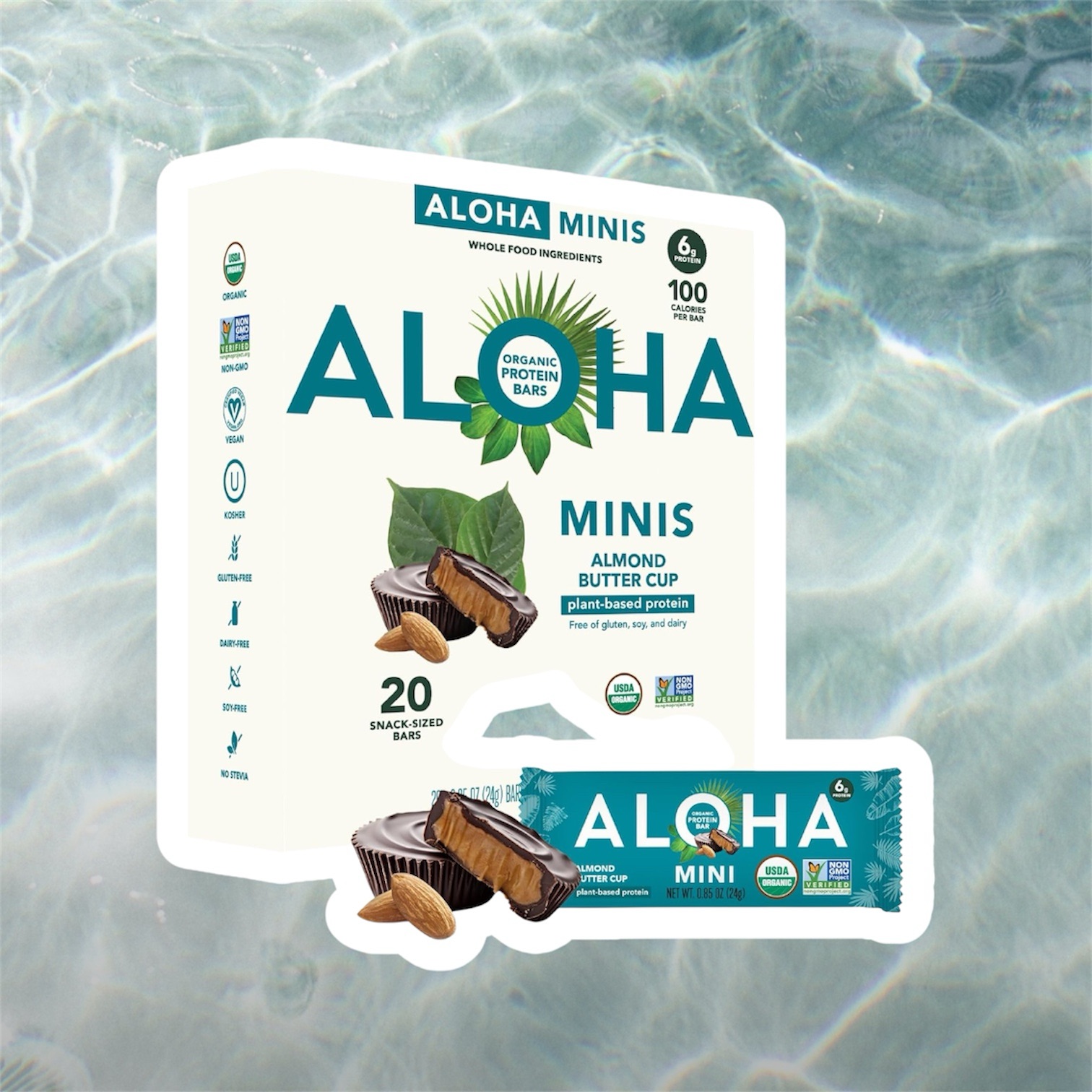 ALOHA Organic Plant Based Protein Bar MINIS | Almond Butter Cup | 20 Count, 24g Bars – $34.99